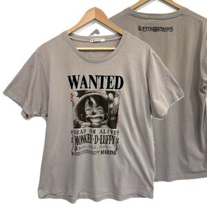 One Piece Flocked Wanted Monkey D Luffy Graphic Tee Womens Size XL UT Uniqlo